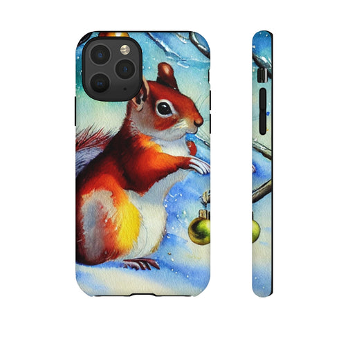 A Squirrel Decorates the Forest for Christmas - Impact Resistant Phone Case iPhone 11 Pro Matte